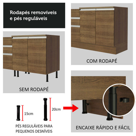 Cocina Integral 240cm Marrón Glamy Madesa 09