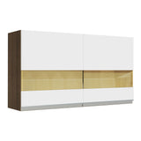 Alacena Madesa Glamy 120 cm 2 Puertas Con Vidrio Marron/Blanco