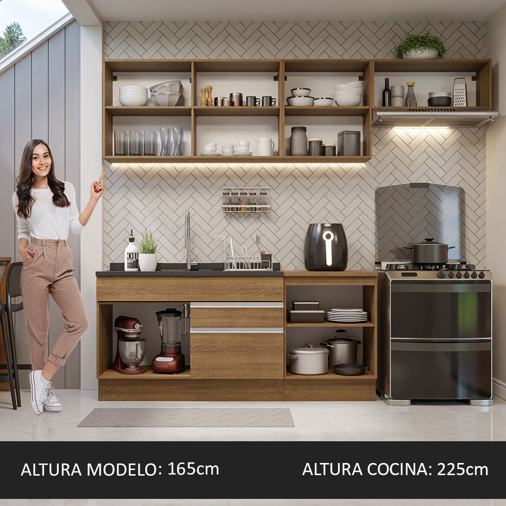 Cocina Integral 260cm Marrón Glamy Madesa 03