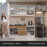 Cocina Integral 260cm Blanco/Marrón Glamy Madesa 03