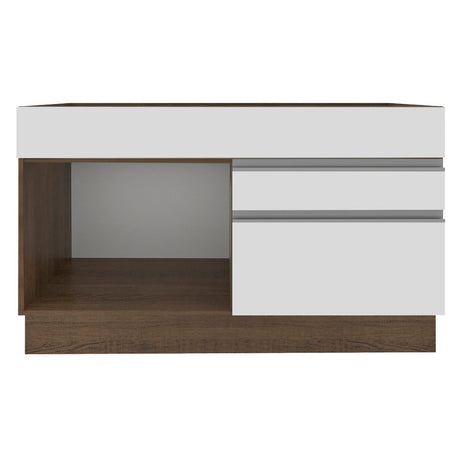 Mueble de Cocina para Fregadero Madesa Glamy 120 cm 1 Puerta y 2 Cajones (Sin Tablero ni Fregadero) Marrón/Blanco