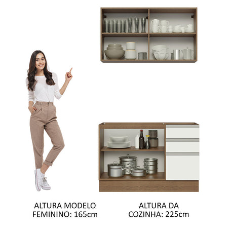 Cocina Compacta 120cm Marrón/Blanco Glamy Madesa 03