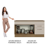 Mueble de Cocina para Fregadero 150 cm 2 Cajones y 2 Puertas (Con Encimera) Marrón/Crema Agata