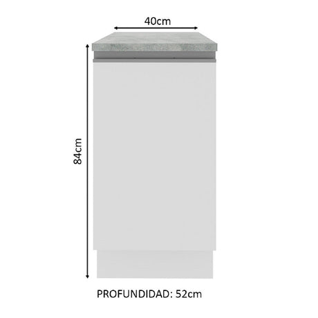 Mueble de Cocina Madesa Glamy 40 cm 1 Puerta Blanco