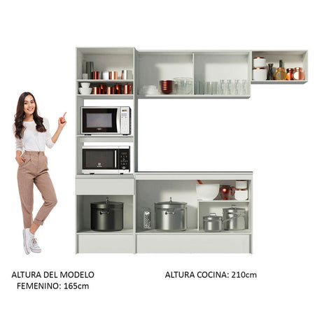 Cocina Integral 240cm Blanco Diamante Madesa 02