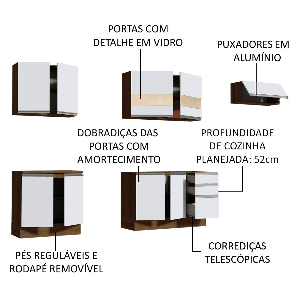 Cocina Integral 280cm Marrón/Blanco Glamy Madesa 03