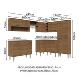 Cocina Integral Esquinera 417cm Marrón Emilly Madesa 02