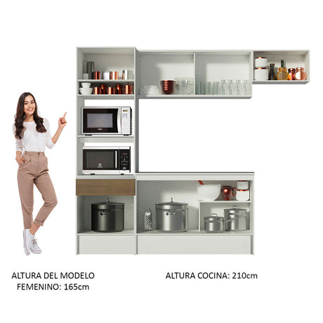 Cocina Integral 240cm Blanco/Marrón Diamante Madesa 02