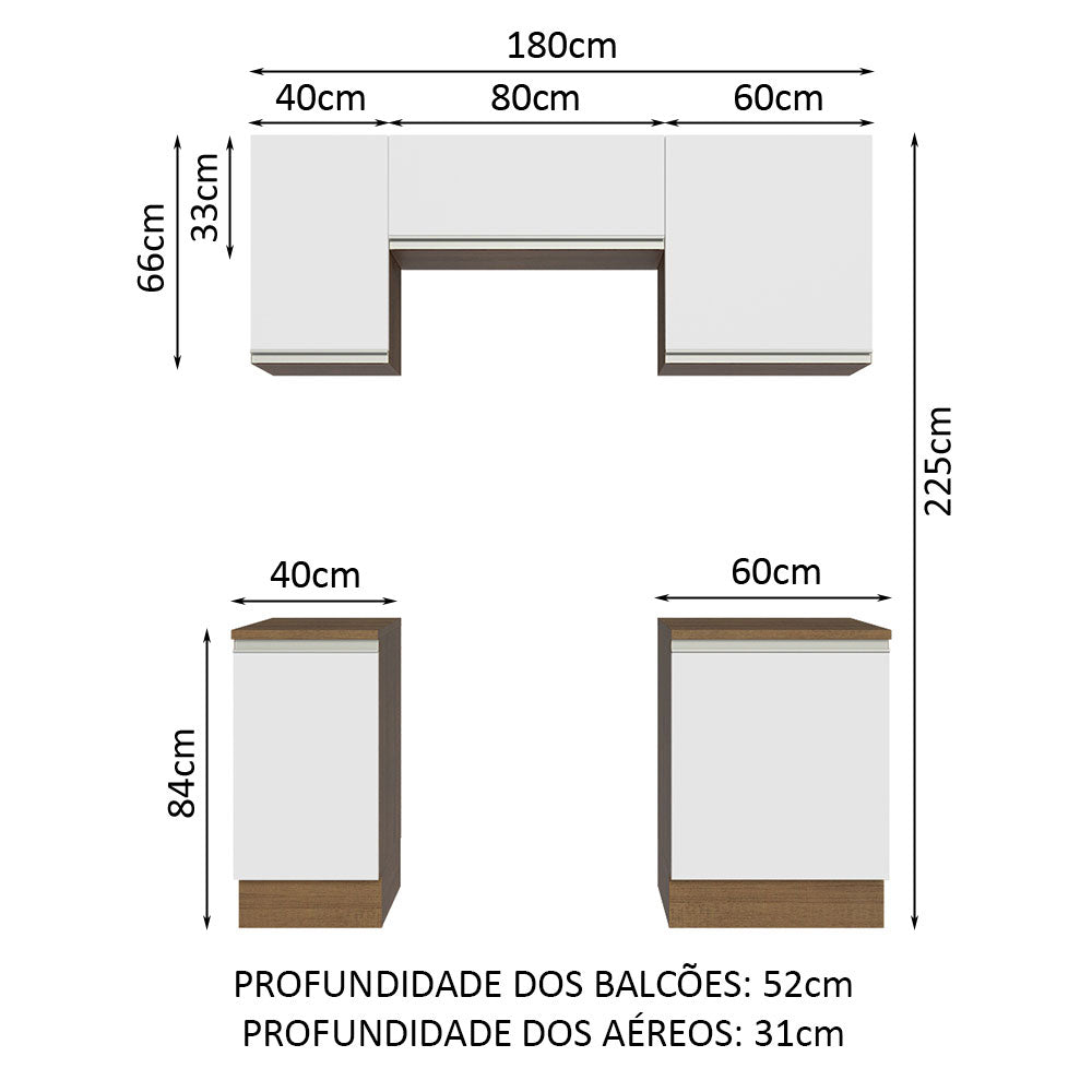 Cocina Compacta 180cm Marrón/Blanco Glamy Madesa 12