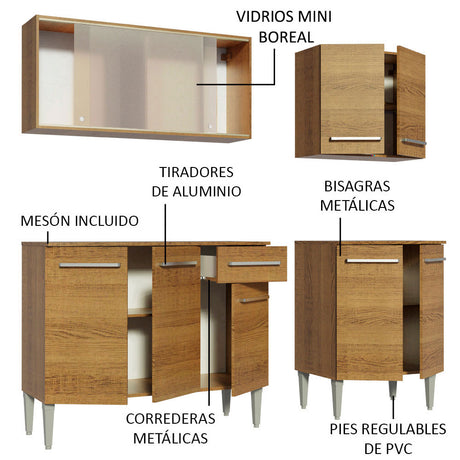 Cocina Compacta 169cm Marrón Emilly Box Madesa 03 - Marrón