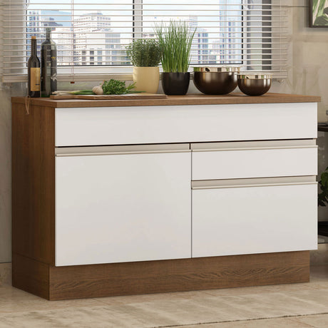 Mueble de Cocina para Fregadero Madesa Glamy 120 cm 1 Puerta y 2 Cajones (Con Tablero) Marrón/Blanco