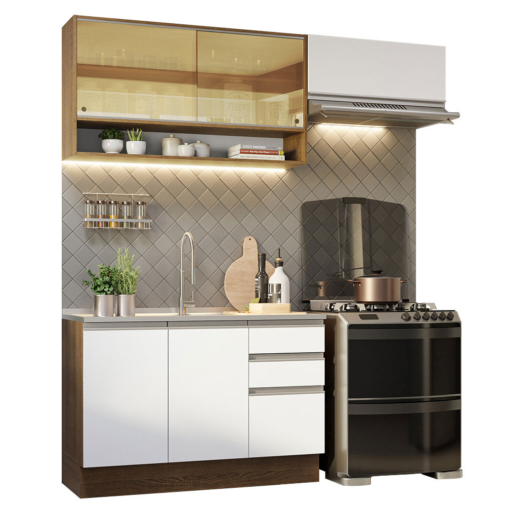 Cocina Compacta 200cm Marrón/Blanco Glamy Madesa 08