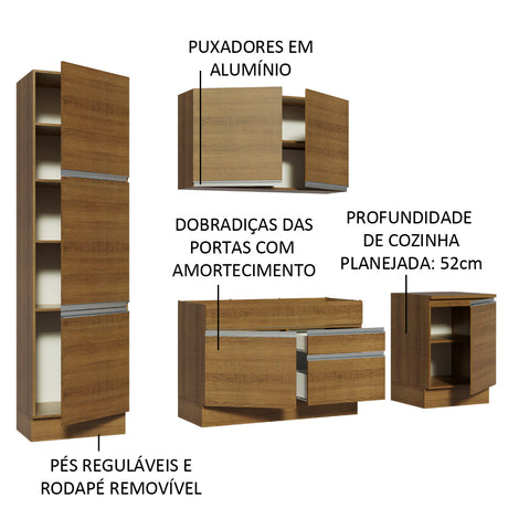 Cocina Integral 240cm Marrón Glamy Madesa 01