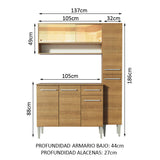 Cocina Compacta 137cm Marrón Emilly Art Madesa 04