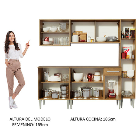 Cocina Integral 201cm Marrón Emilly West Madesa 03