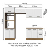 Cocina Integral 270cm Marrón/Blanco Agata 07