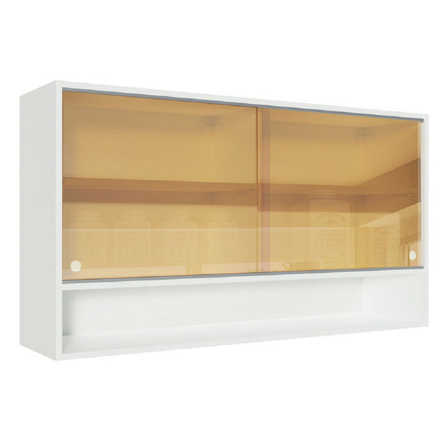 Alacena 2 Puertas Corredizas De Cristal Madesa - 120 Cm Blanco