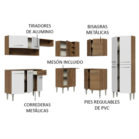 Cocina Integral Esquinera 417cm Marrón/Blanco Emilly Madesa 02