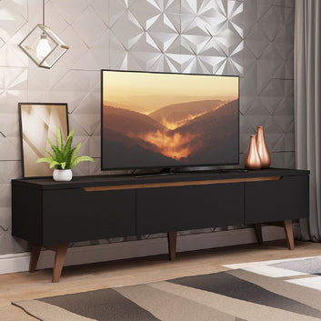 Mueble para TV hasta 80 Pulgadas 180 cm 2 Puertas 1 Cajón Negro Reims Madesa