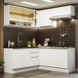 Cocina Integral Esquinera 349cm Blanco Glamy Madesa 04