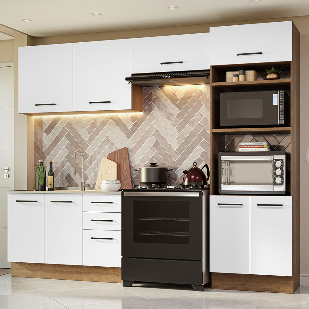 Cocina Integral 270cm Marrón/Blanco Agata 08