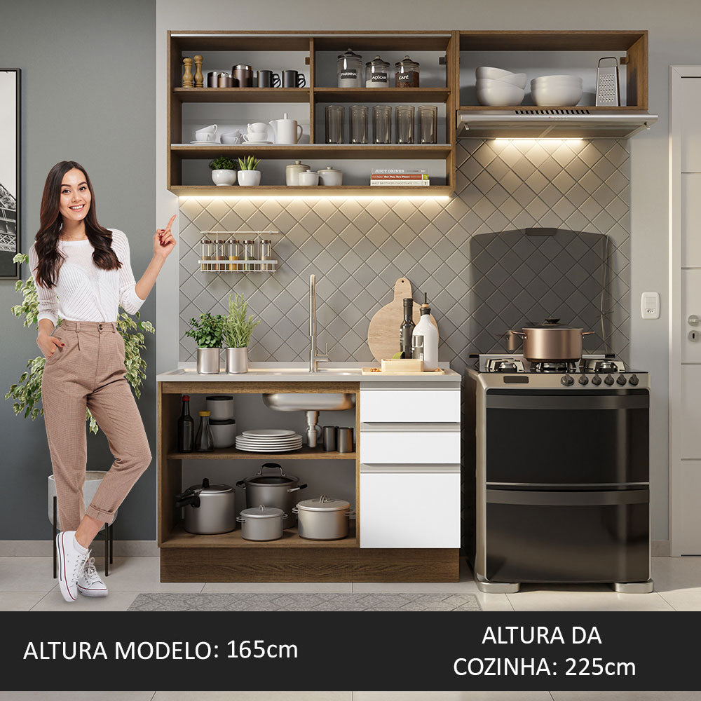 Cocina Compacta 200cm Marrón/Blanco Glamy Madesa 08