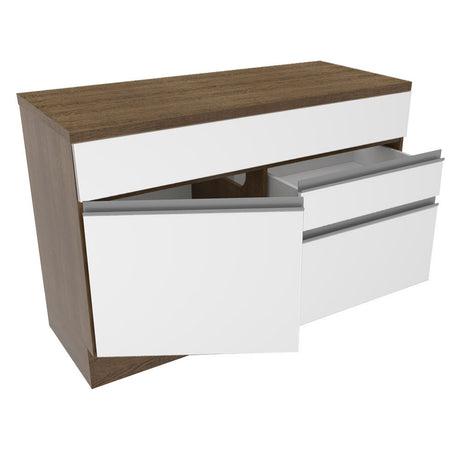 Mueble de Cocina para Fregadero Madesa Glamy 120 cm 1 Puerta y 2 Cajones (Con Tablero) Marrón/Blanco