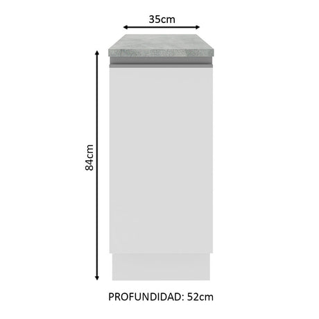 Mueble de Cocina Madesa Glamy 35 cm 1 Puerta Blanco