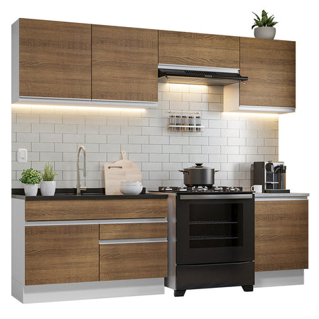 Cocina Integral 260cm Blanco/Marrón Glamy Madesa 04