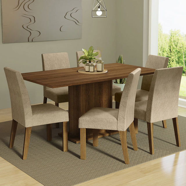 Juego de Comedor Mesa Tablero de Madera 6 Sillas Marrón/Imperial Renata Madesa