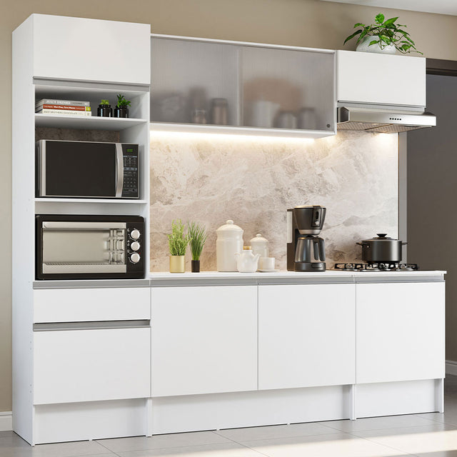 Mueble de Cocina Integral 240cm Blanco Topazio Madesa