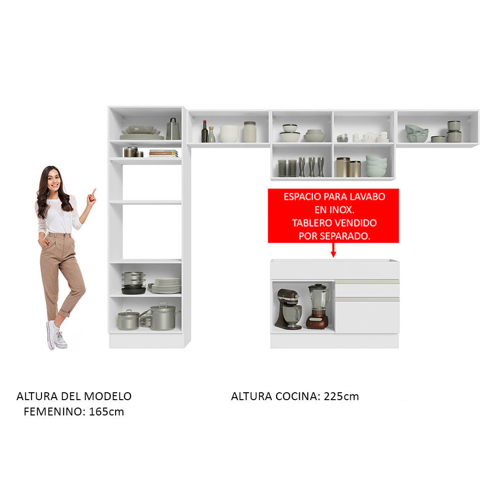 Cocina Integral 350cm Blanco Glamy Madesa 01