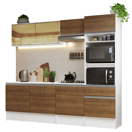 Cocina Integral 240cm Blanco/Marrón Diamante Madesa 06