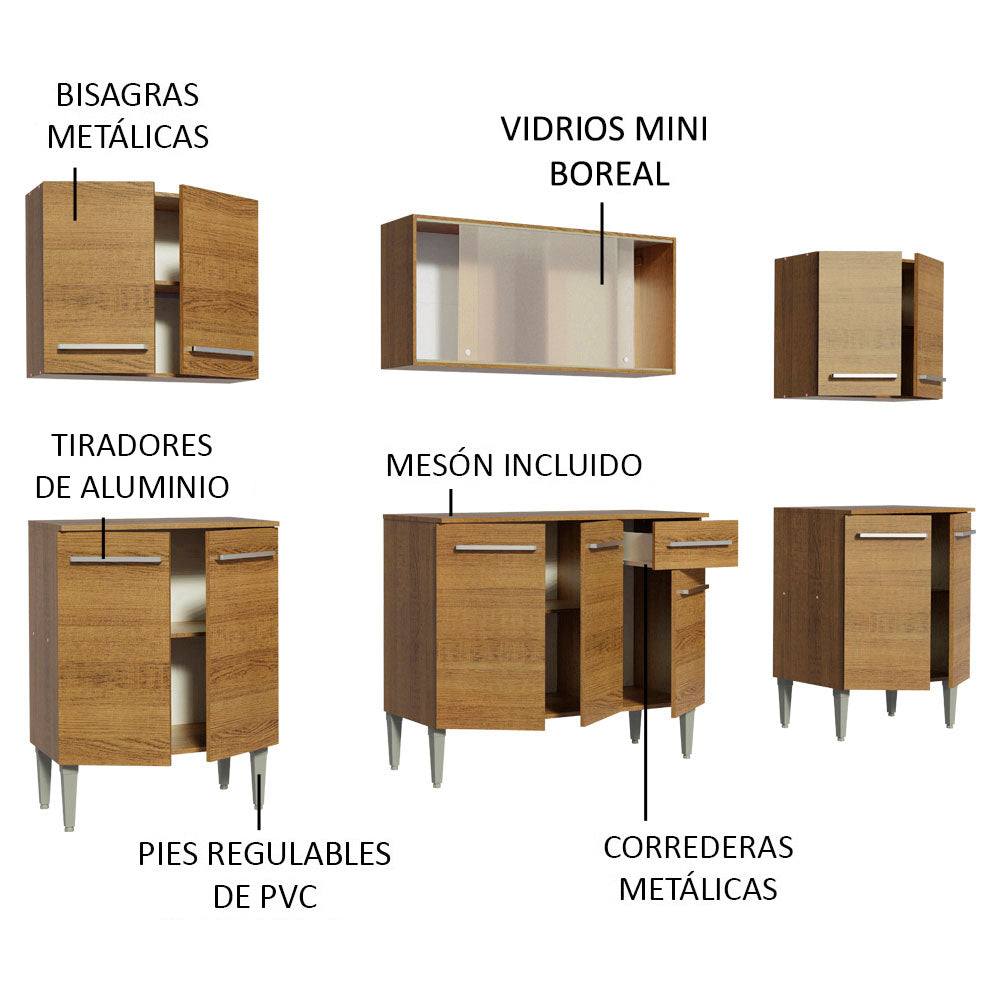 Cocina Integral 233cm Marrón Emilly Wind Madesa 02