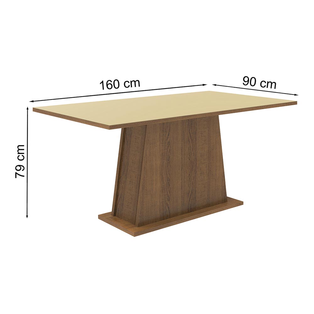 Mesa de Comedor Madesa Rectangular Tapa de Madera 5364 - Marrón/Crema