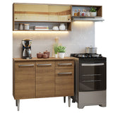 Cocina Compacta 165cm Sin Mesón De Acero Marrón Emilly Madesa 02