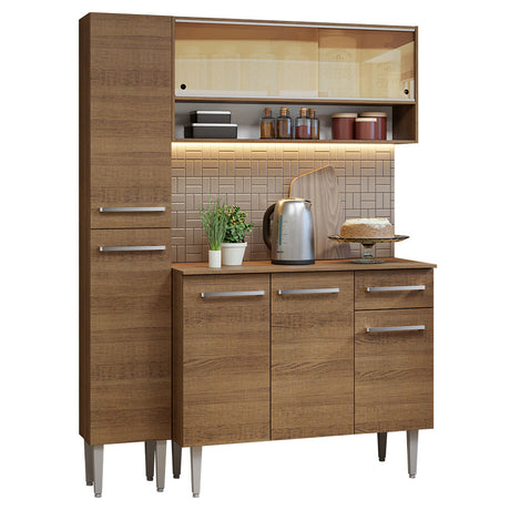 Cocina Compacta 137cm Sin Mesón De Acero Marrón Emilly Madesa 09