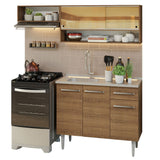 Cocina Compacta 165cm Con Mesón De Acero Marrón Emilly Madesa 01