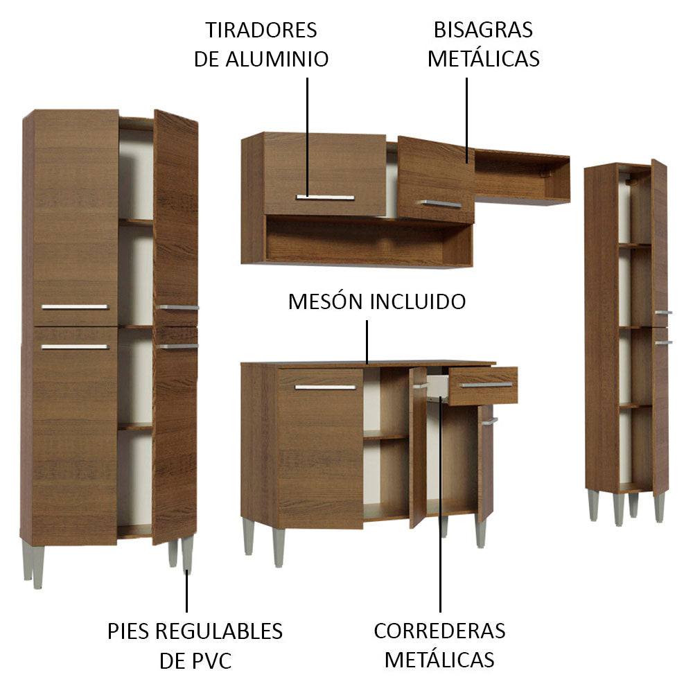 Mueble de Cocina Integral Emilly Hit 261cm Marrón