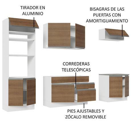 Cocina Integral 270cm Blanco/Marrón Glamy Madesa 13