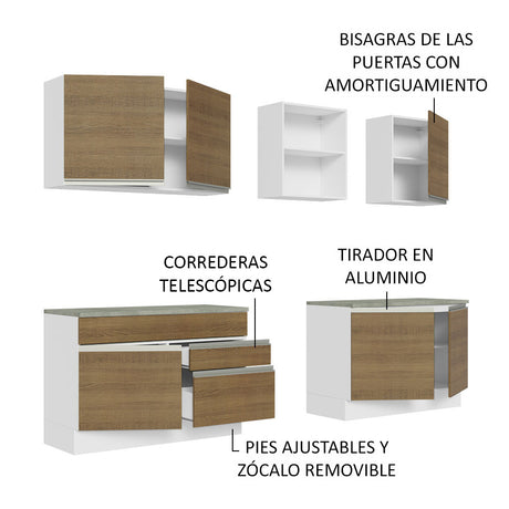 Cocina Integral 240cm Blanco/Marrón Glamy Madesa 06