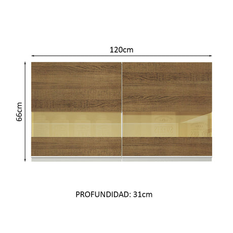 Alacena Madesa Glamy 120 cm 2 Puertas Con Vidrio Blanco/Marrón