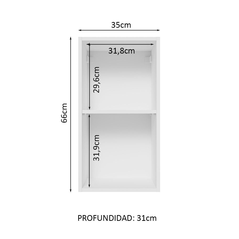 Alacena Madesa Glamy 35 cm 1 Puerta Blanco/Marrón