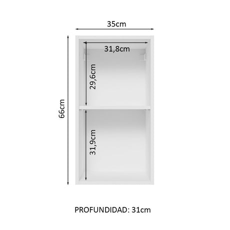 Alacena Madesa Glamy 35 cm 1 Puerta Blanco/Marrón