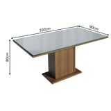 Mesa de Comedor Rectangular Tablero de Vidrio Marrón/Gris 5275 Madesa