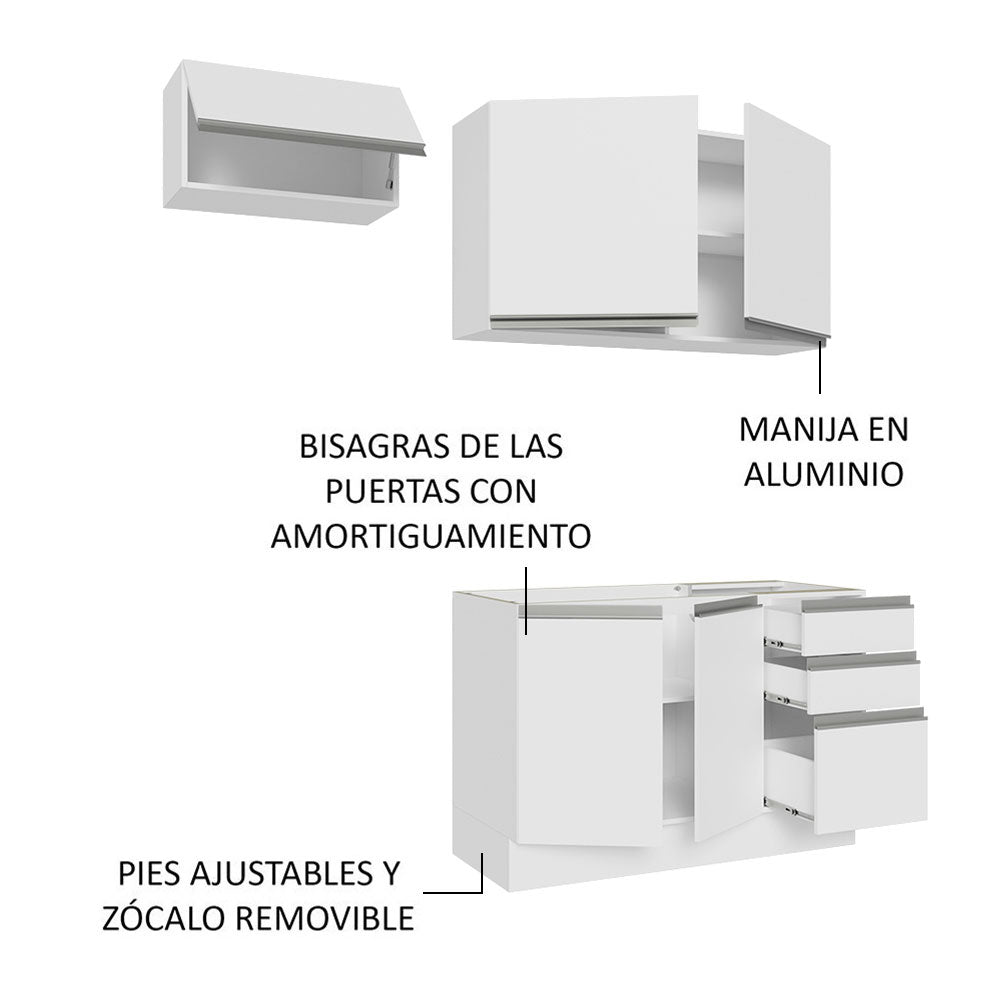 Cocina Compacta 180cm Blanco Glamy Madesa 09