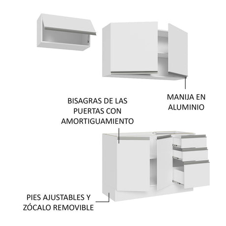 Cocina Compacta 180cm Blanco Glamy Madesa 09