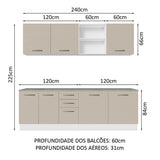 Cocina Integral 240 cm x 60 cm Blanco/Crema Agata 02