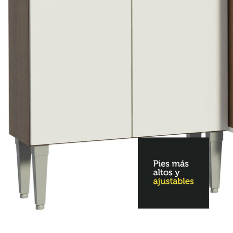 Cocina Integral 229cm Sin Mesón De Acero Marrón/Blanco Emilly Pop Madesa 02