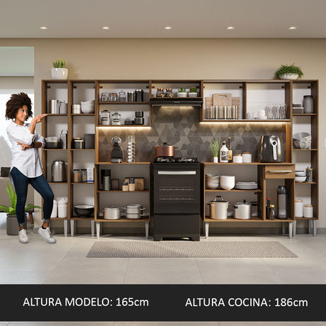 Cocina Integral 325cm Emilly Marrón Madesa 03